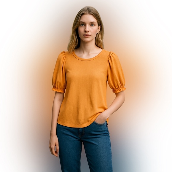 Lauren Conrad NWT Orange Short Sleeve Shirt Size XS - Picture 1 of 7